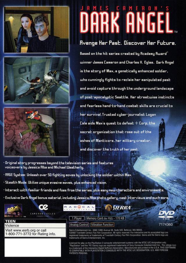 James Cameron's Dark Angel - (PS2) PlayStation 2 [Pre-Owned] Video Games Sierra Entertainment   