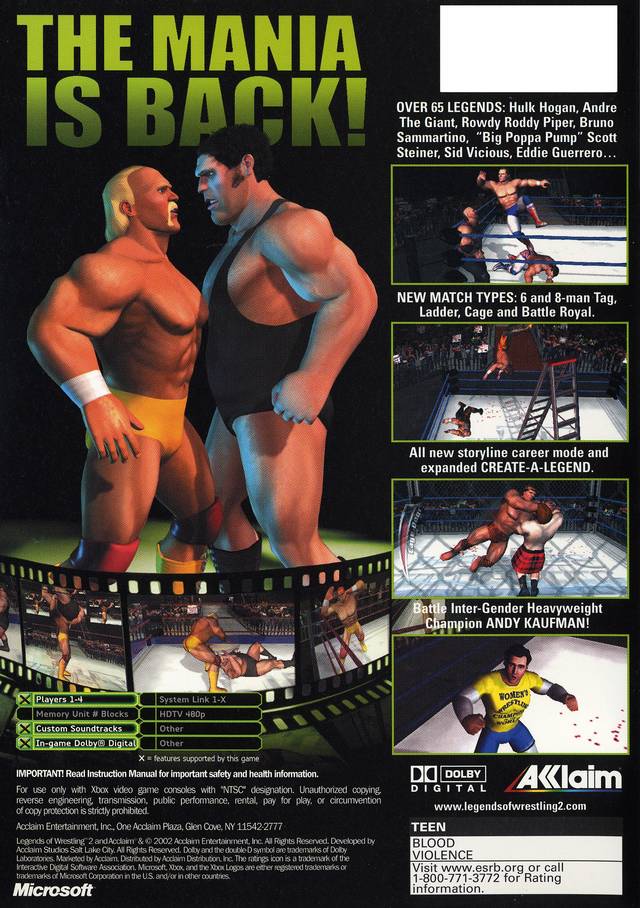 Legends of Wrestling II - (XB) Xbox [Pre-Owned] Video Games Acclaim   