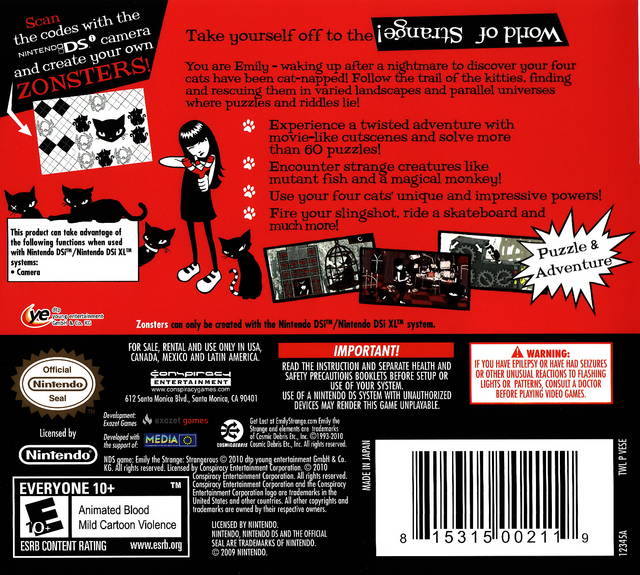 Emily the Strange: Strangerous - (NDS) Nintendo DS [Pre-Owned] Video Games Conspiracy Entertainment   