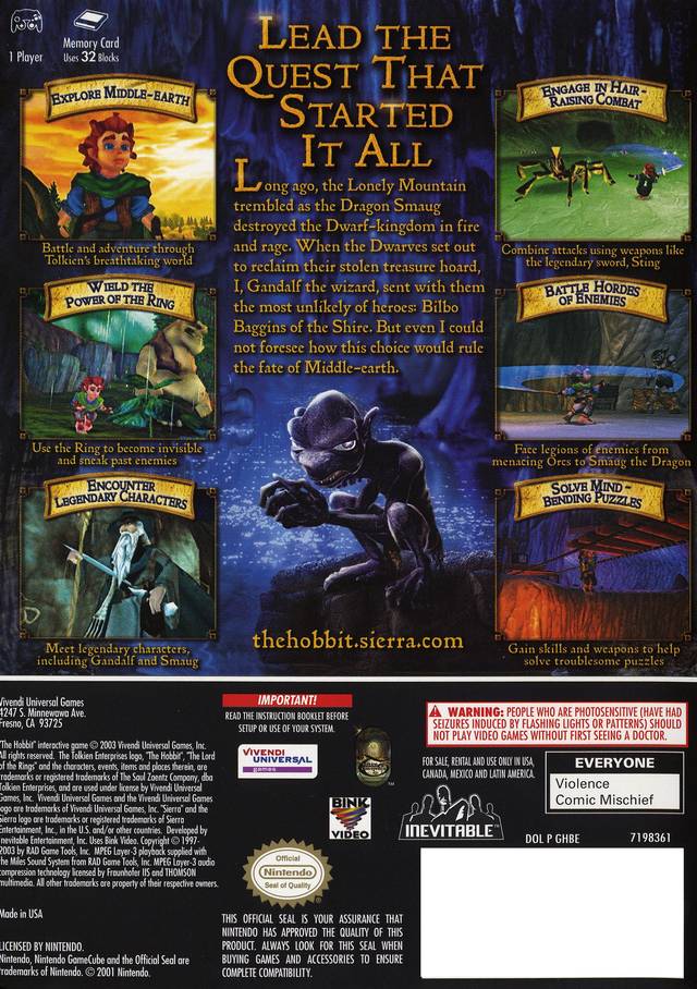 The Hobbit - (GC) GameCube [Pre-Owned] Video Games Sierra Entertainment   