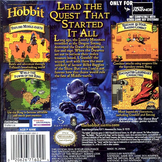 The Hobbit: The Prelude to the Lord of the Rings - (GBA) Game Boy Advance [Pre-Owned] Video Games Sierra Entertainment   