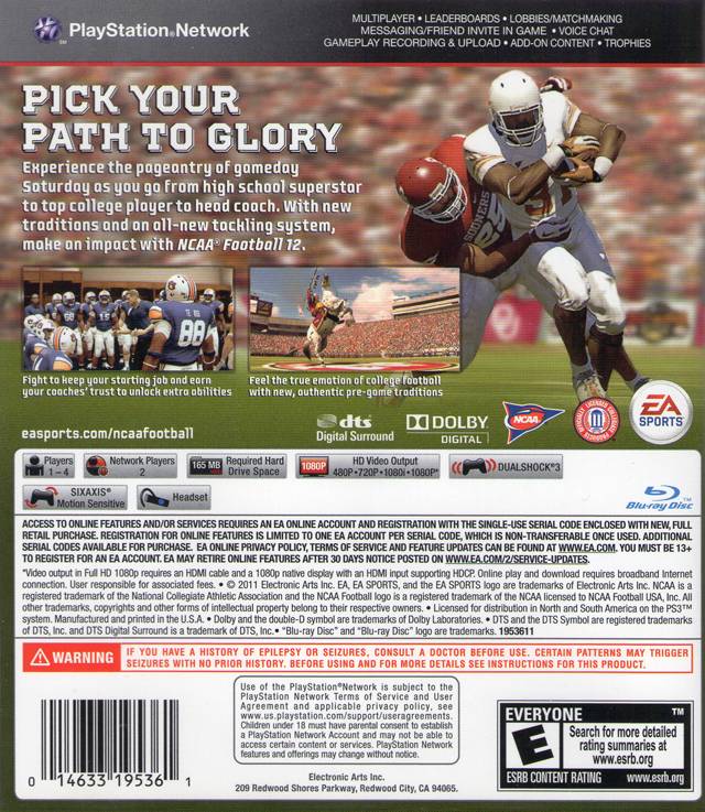 NCAA Football 12 - (PS3) PlayStation 3 [Pre-Owned] Video Games EA Sports   