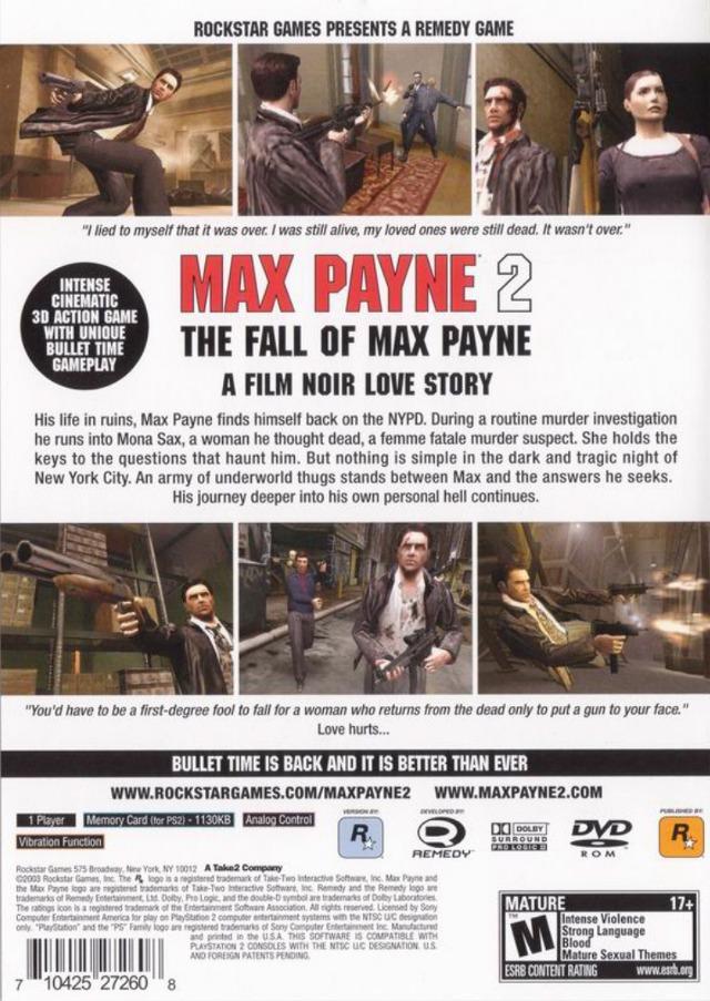 Max Payne 2 The Fall of Max Payne - (PS2) PlayStation 2 [Pre-Owned] Video Games Rockstar Games   