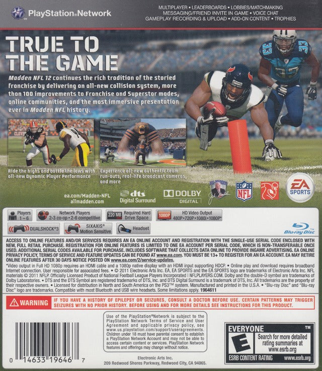 Madden NFL 12 - (PS3) PlayStation 3 [Pre-Owned] Video Games EA Sports   