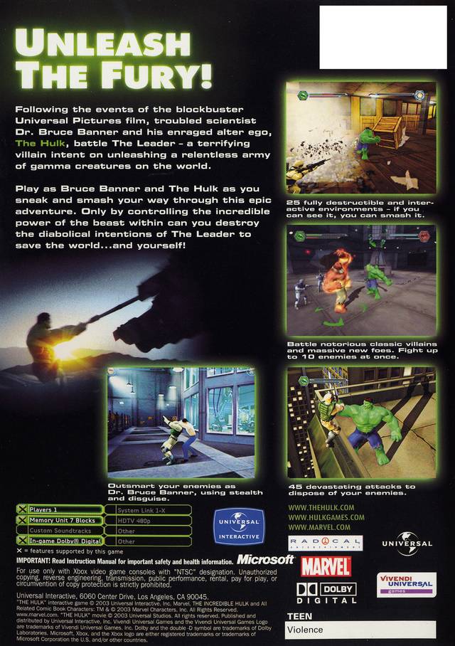 Hulk - (XB) Xbox [Pre-Owned] Video Games Universal Interactive   