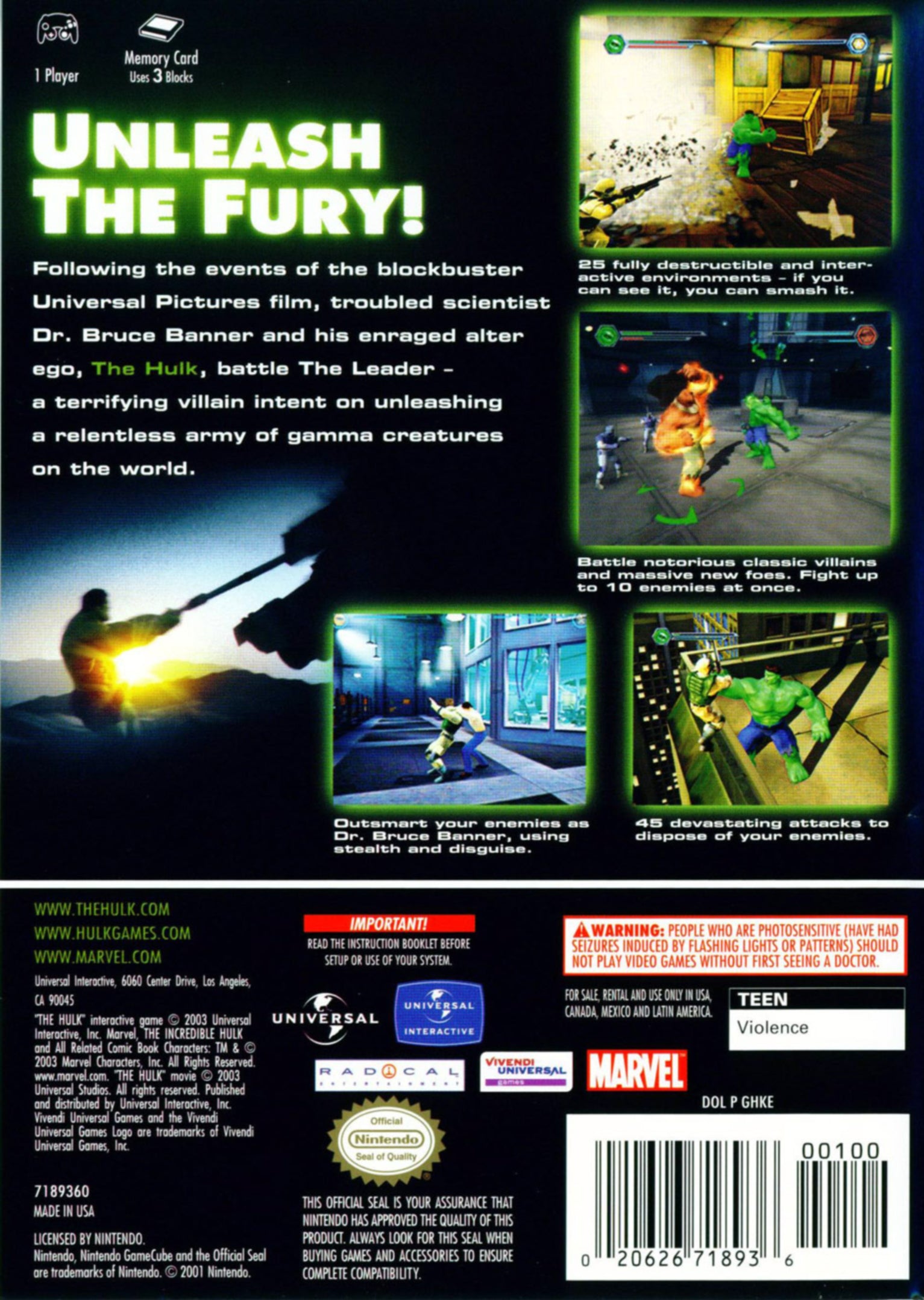 Hulk - (GC) GameCube [Pre-Owned] Video Games Universal Interactive   