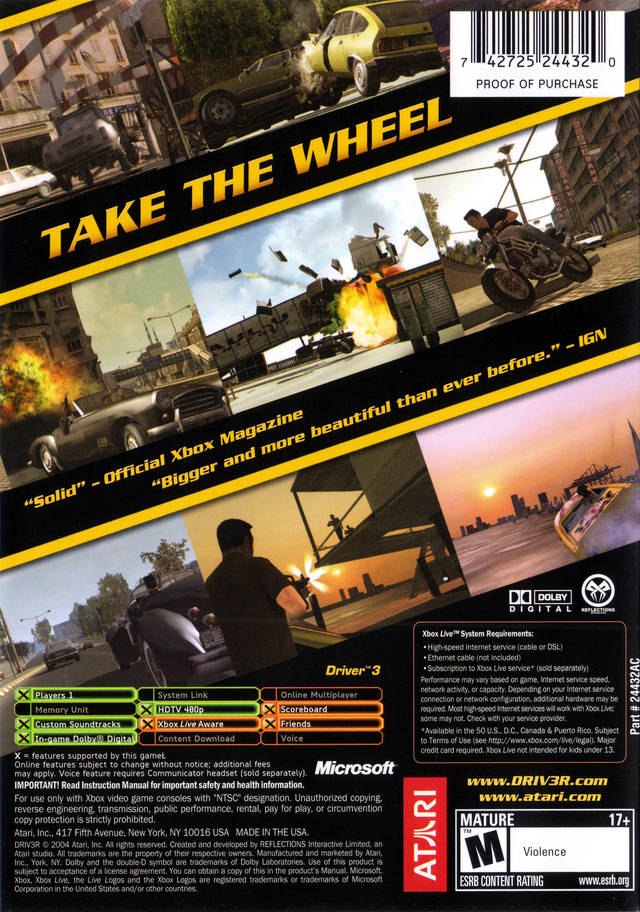DRIV3R - (XB) Xbox Video Games Atari SA   