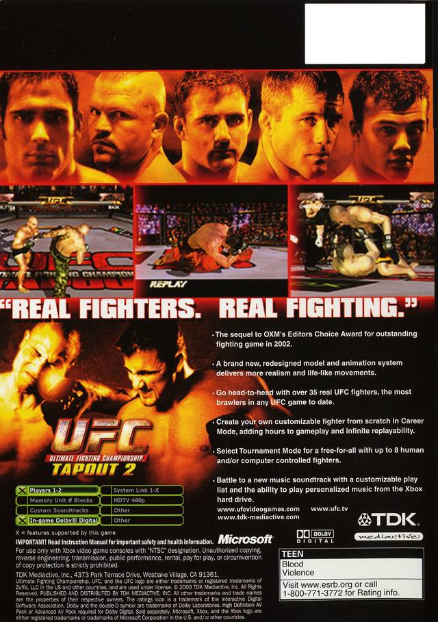 UFC: Tapout 2 - Xbox Video Games TDK Mediactive   