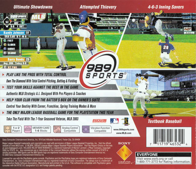 MLB 2003 - (PS1) PlayStation 1 Video Games SCEA   