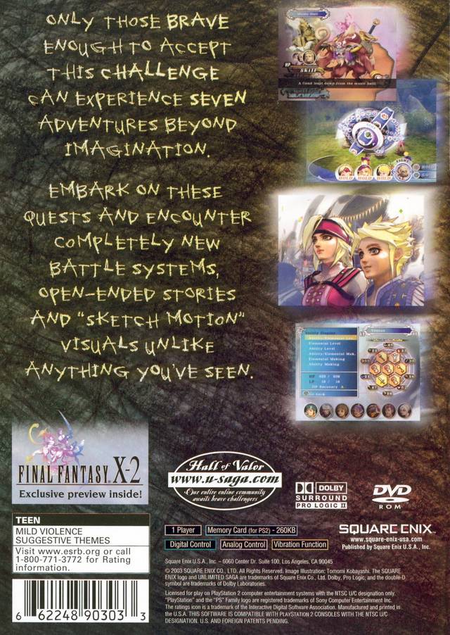 Unlimited Saga - (PS2) PlayStation 2 Video Games Square Enix   