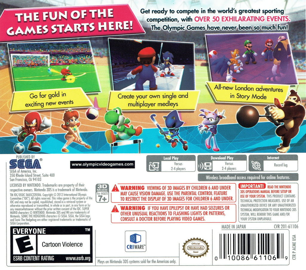 Mario & Sonic at the London 2012 Olympic Games - Nintendo 3DS [Pre-Owned] Video Games Sega   