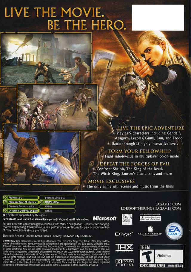 The Lord of the Rings: The Return of the King - (XB) Xbox [Pre-Owned] Video Games EA Games   