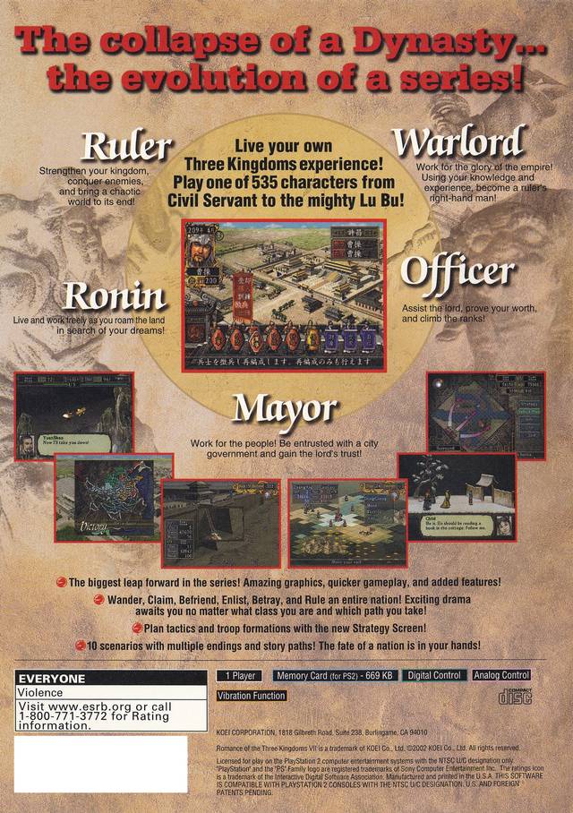 Romance of the Three Kingdoms VII - (PS2) PlayStation 2 [Pre-Owned] Video Games Koei   