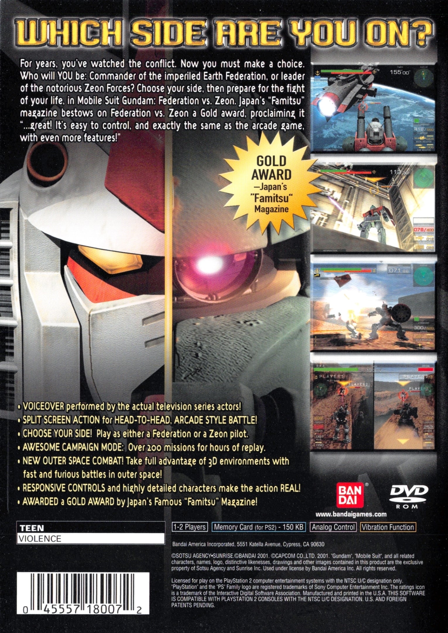 GUNDAM FEDERATION vs ZEON PS2 北米版 Mobile Suit Gundam Federation Vs. ZEON DX Ps2 PlayStation 2