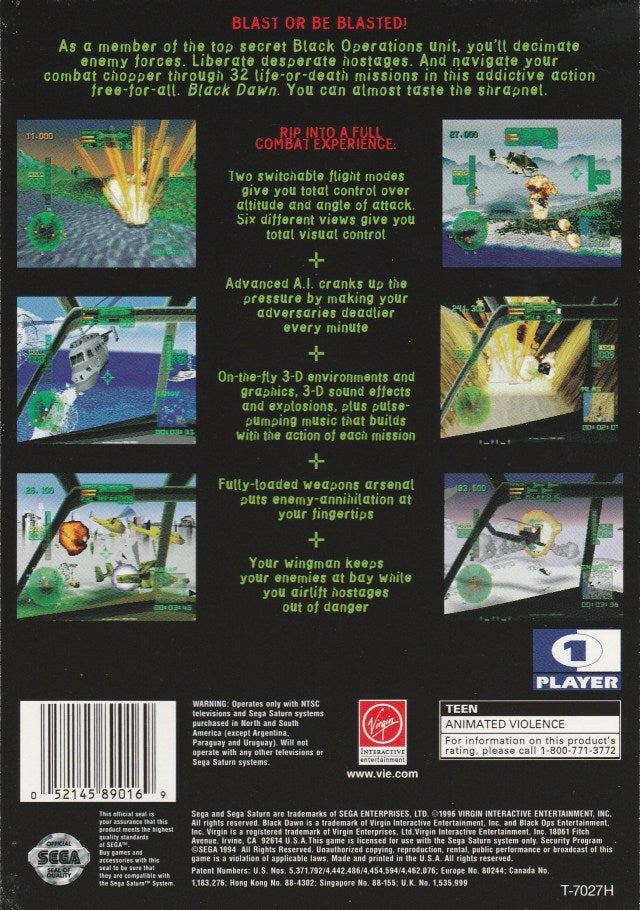 Black Dawn - (SS) SEGA Saturn Video Games Virgin Interactive   