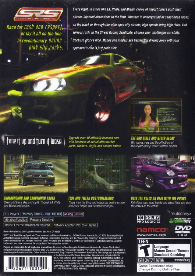 Street Racing Syndicate - (PS2) PlayStation 2 [Pre-Owned] Video Games Namco   