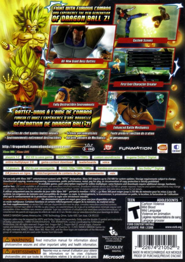 Dragon Ball Z: Ultimate Tenkaichi Xbox 360 J&L Game