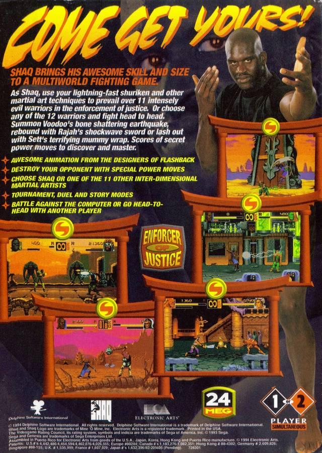 Shaq-Fu - (SG) SEGA Genesis  [Pre-Owned] Video Games Electronic Arts   