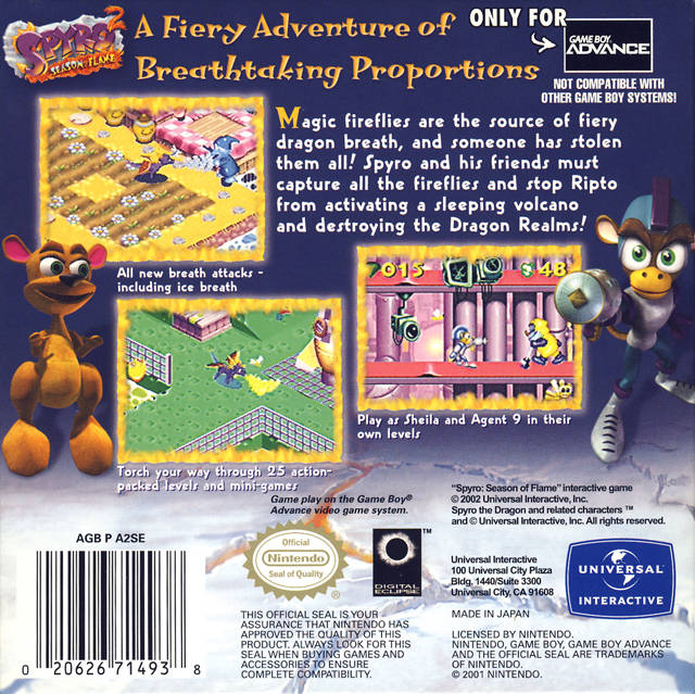Spyro 2: Season of Flame - (GBA) Game Boy Advance [Pre-Owned] Video Games Universal Interactive   