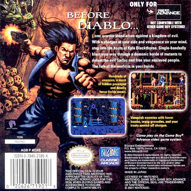 Blackthorne - (GBA) Game Boy Advance [Pre-Owned] Video Games Blizzard Classic Arcade   