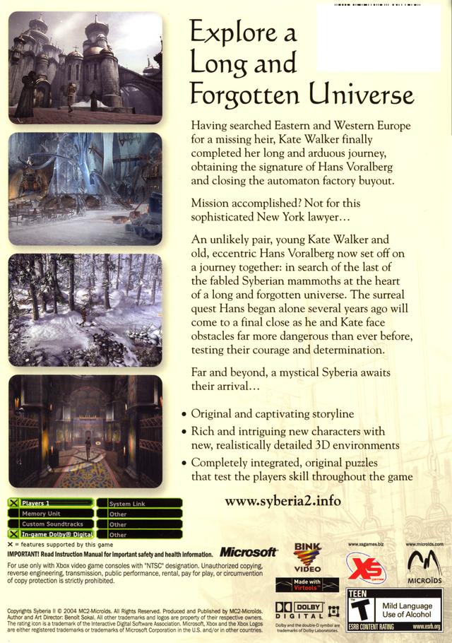 Syberia II - Xbox Video Games XS Games   