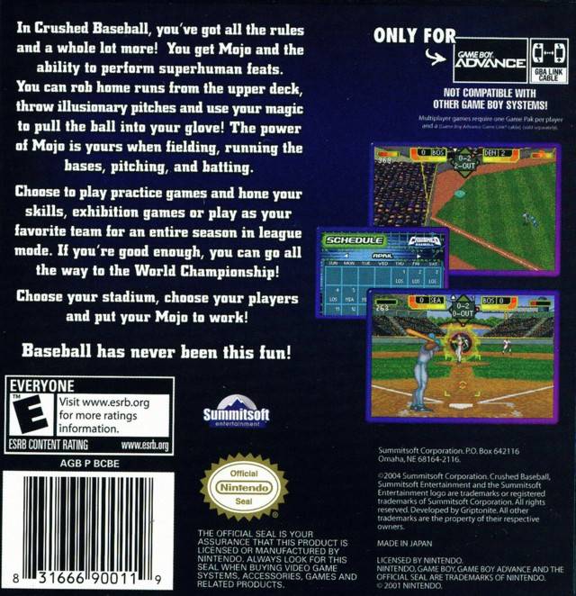 Crushed Baseball - (GBA) Game Boy Advance Video Games Summitsoft Entertainment   