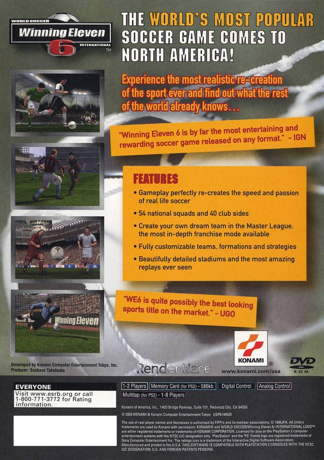 World Soccer Winning Eleven 6 International - (PS2) PlayStation 2 [Pre-Owned] Video Games Konami   