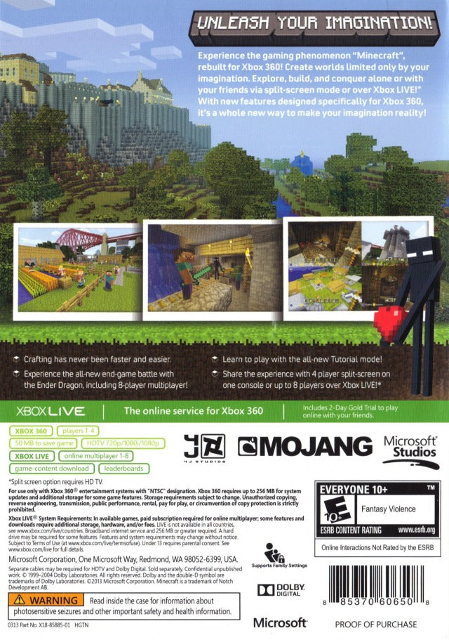 Minecraft - Xbox 360 Video Games Mojang AB