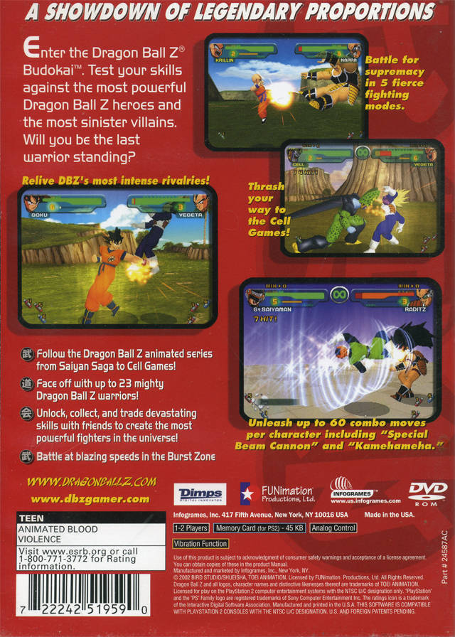 Dragon Ball Z: Budokai (Greatest Hits) - (PS2) PlayStation 2 [Pre-Owned] Video Games Atari SA   