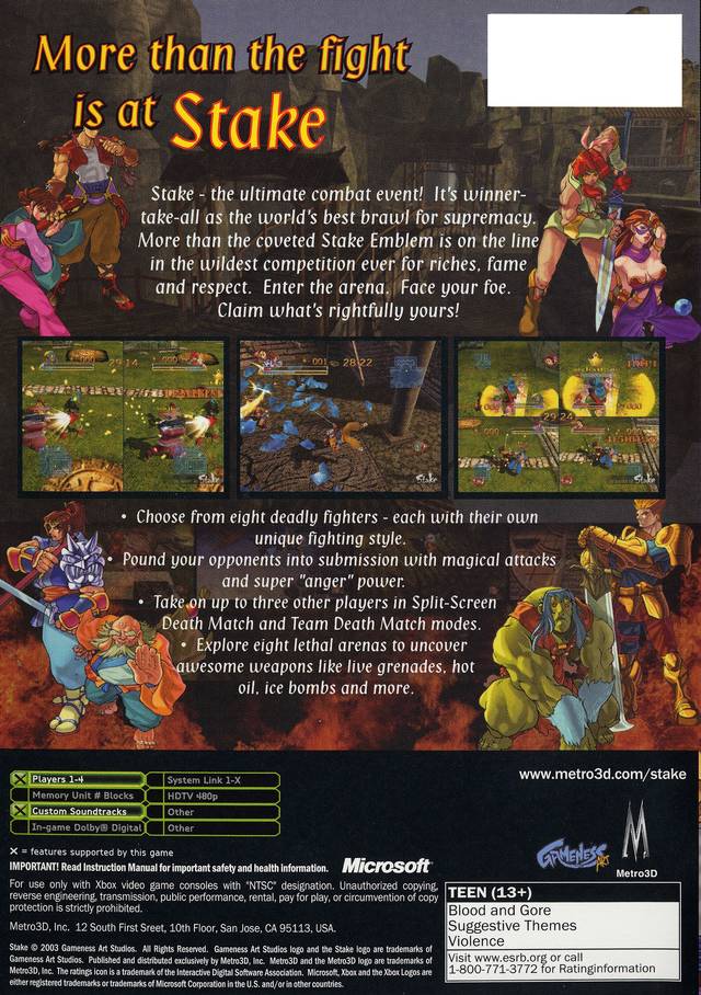 Stake: Fortune Fighters - Xbox Video Games Metro3D   