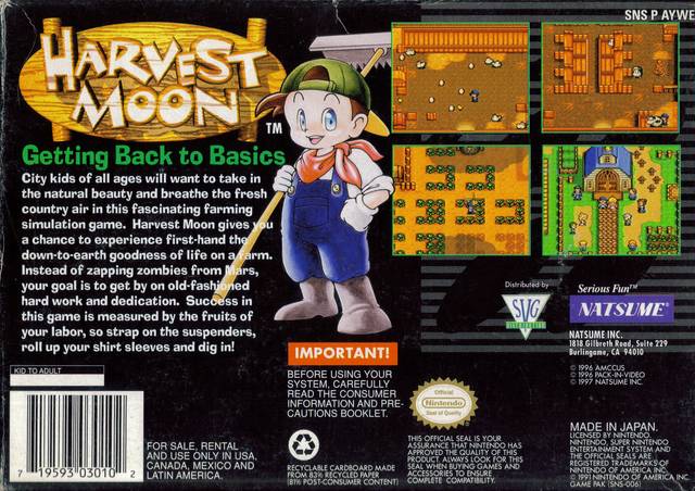 Harvest Moon - (SNES) Super Nintendo [Pre-Owned] | J&L Game