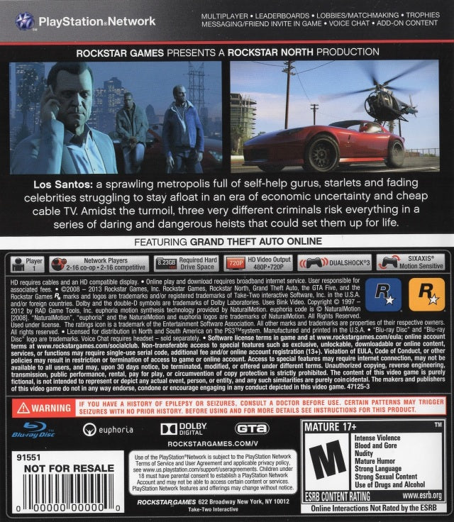 Grand Theft Auto V - (PS3) PlayStation 3 [Pre-Owned] Video Games Rockstar Games   