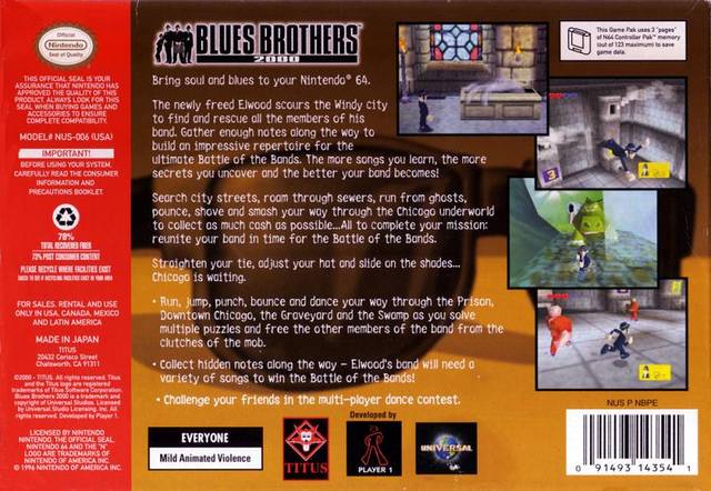 Blues Brothers 2000 - (N64) Nintendo 64 [Pre-Owned] Video Games Titus Software   