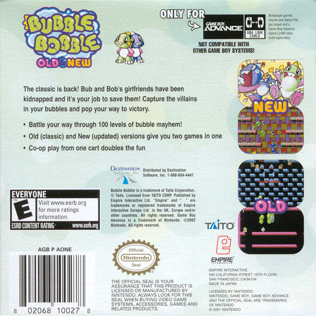 Bubble Bobble: Old & New - (GBA) Game Boy Advance [Pre-Owned] Video Games Empire Interactive   