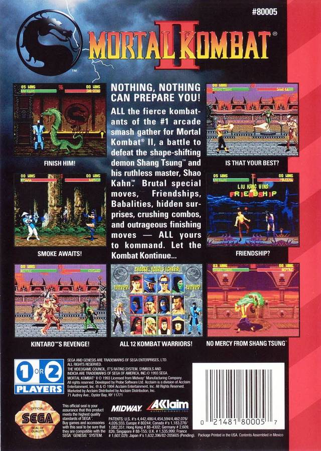 Mortal Kombat II - (SG) SEGA Genesis [Pre-Owned] Video Games Acclaim   