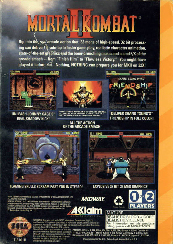 Mortal Kombat II - SEGA 32X [Pre-Owned] Video Games Acclaim   