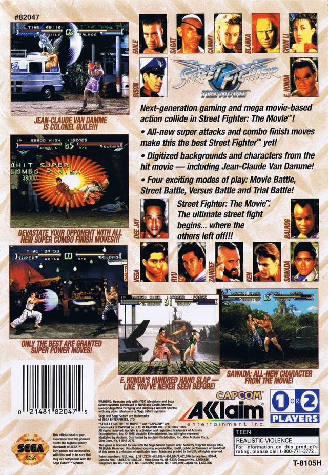 Street Fighter: The Movie - (SS) SEGA Saturn [Pre-Owned] Video Games Acclaim   