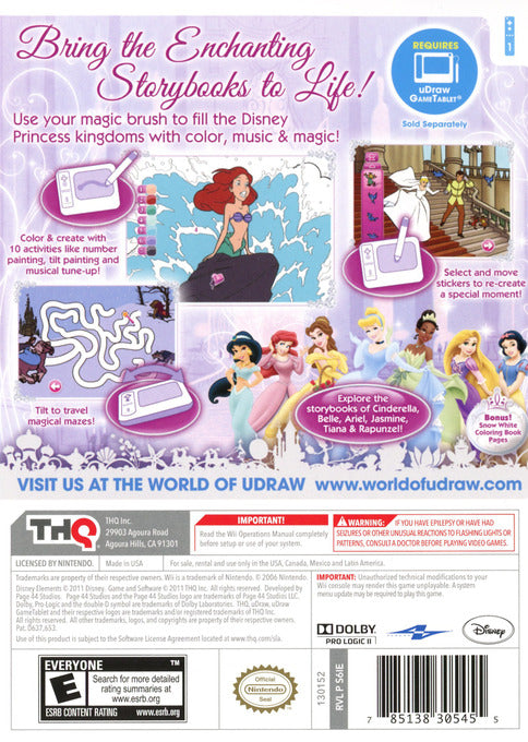 uDraw: Disney Princess: Enchanting Storybooks - Nintendo Wii Video Games THQ   