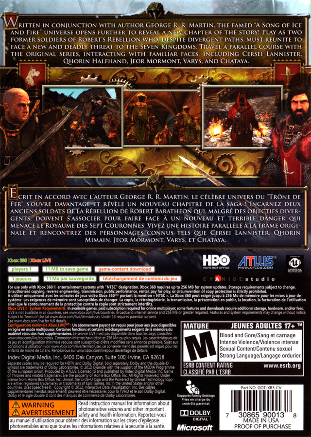 Game of Thrones - Xbox 360 Video Games Atlus   