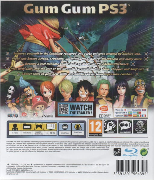 One Piece: Pirate Warriors - (PS3) PlayStation 3 (European Import) Video Games BANDAI NAMCO Entertainment   