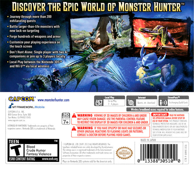 Monster Hunter 3 Ultimate - Nintendo 3DS Video Games Capcom   