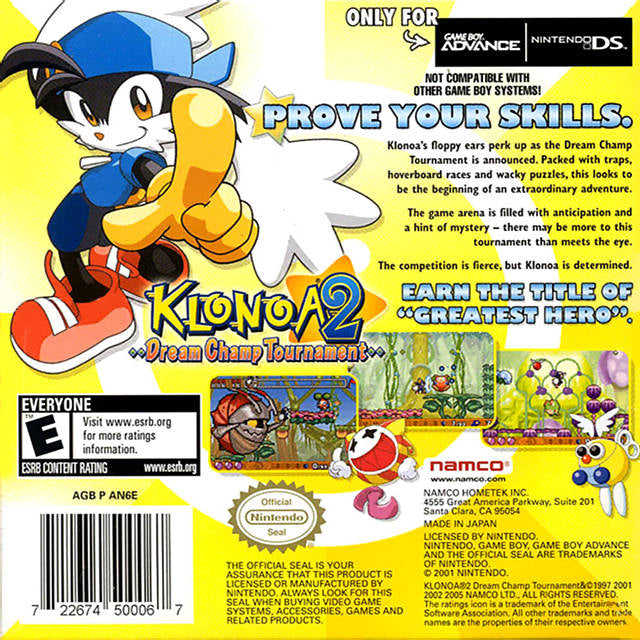 Klonoa 2: Dream Champ Tournament - (GBA) Game Boy Advance [Pre-Owned] Video Games Namco   