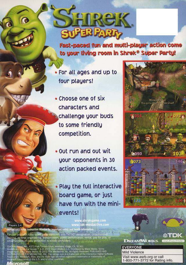Shrek: Super Party - Xbox Video Games TDK Mediactive   