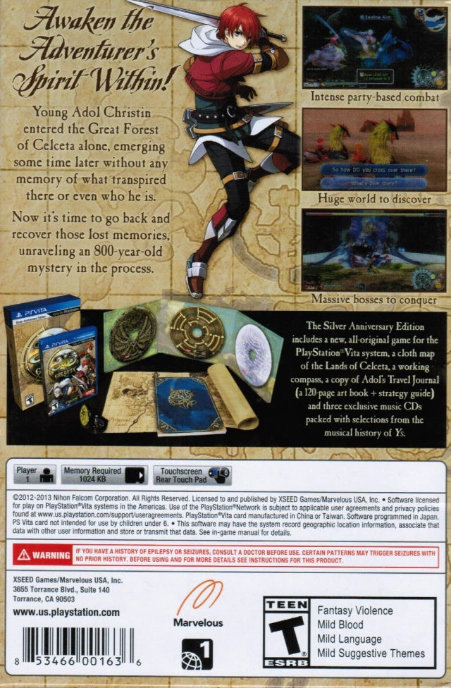 Ys: Memories of Celceta (Silver Anniversary Edition) - (PSV) PlayStation Vita [Pre-Owned] Video Games XSEED Games   