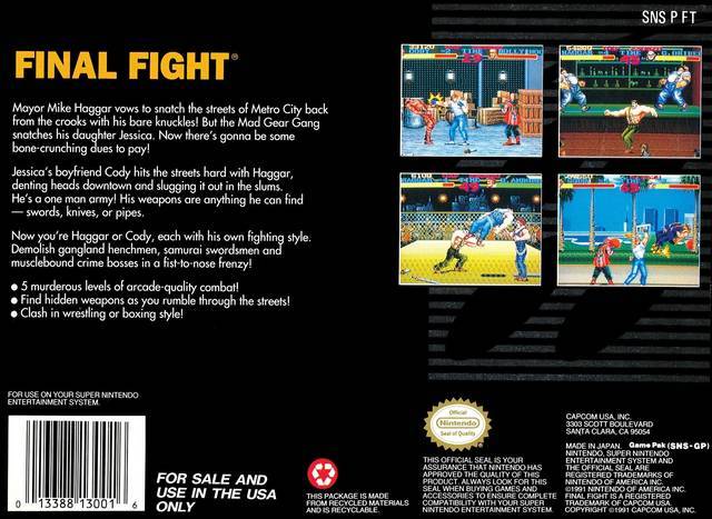 Final Fight - (SNES) Super Nintendo [Pre-Owned] Video Games Capcom   