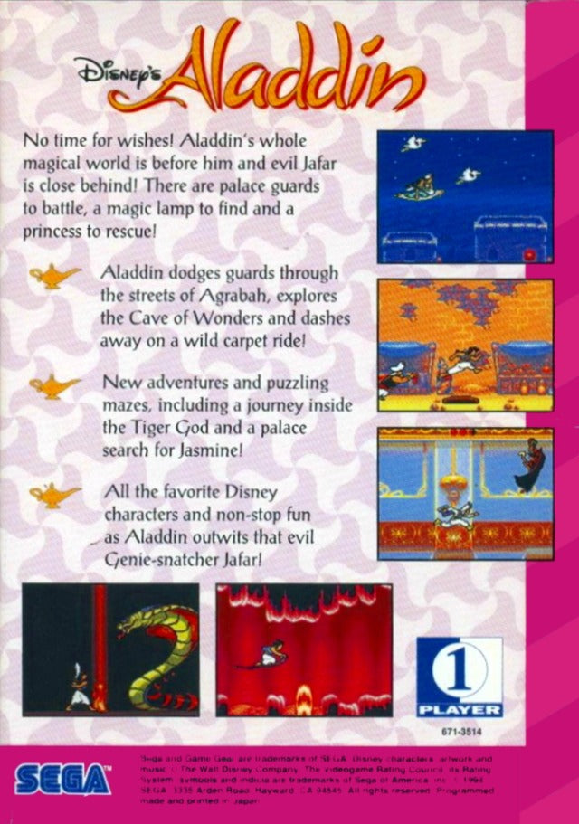 Disney's Aladdin - (SGG) SEGA GameGear [Pre-Owned] Video Games Sega   