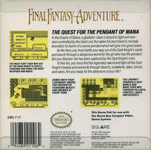 Final Fantasy Adventure - (GB) Game Boy [Pre-Owned] Video Games SquareSoft   