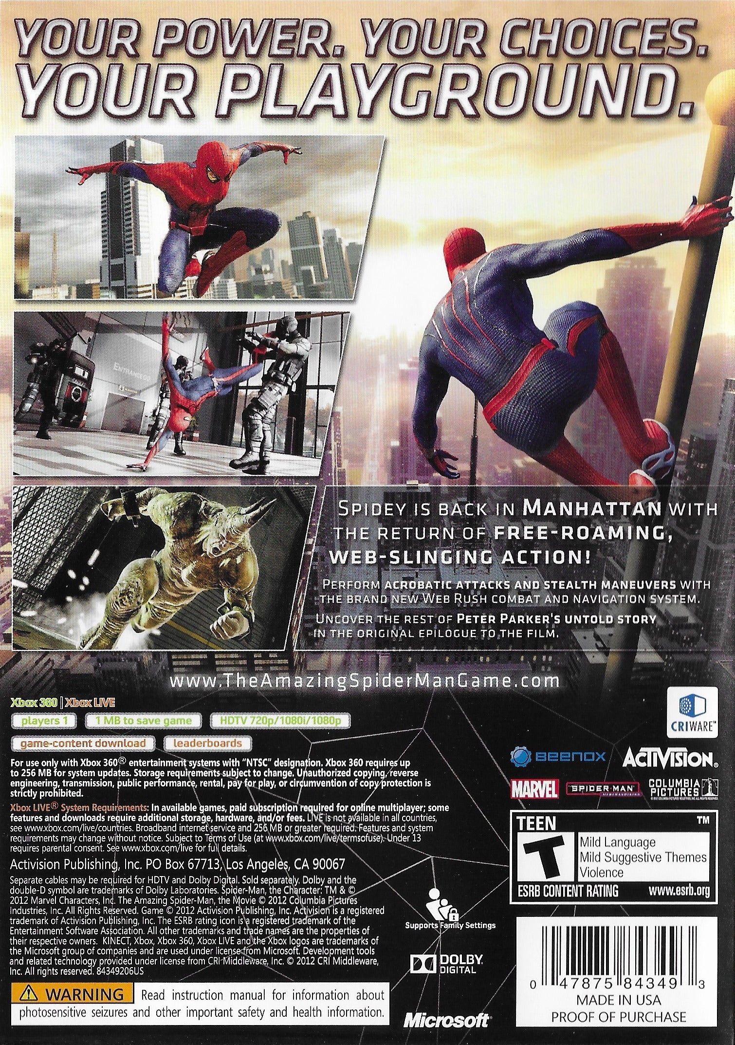 The Amazing Spider-Man - Xbox 360 Video Games ACTIVISION   
