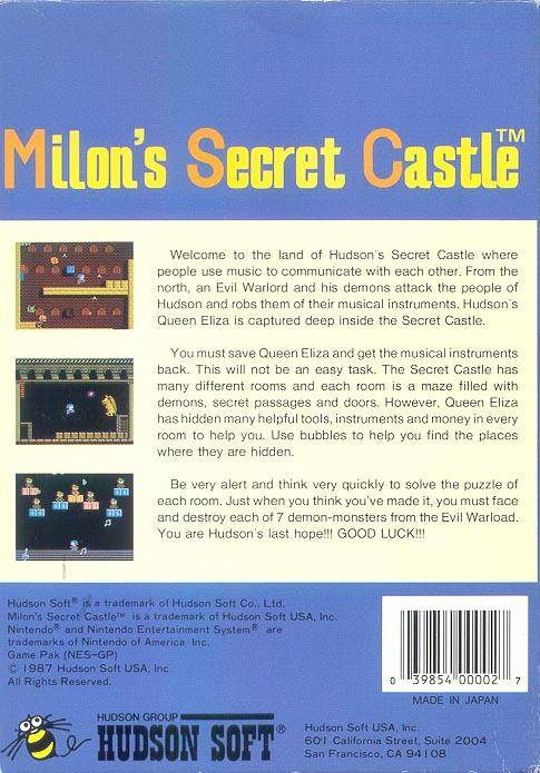 Milon's Secret Castle - (NES) Nintendo Entertainment System [Pre-Owned] Video Games Hudson   