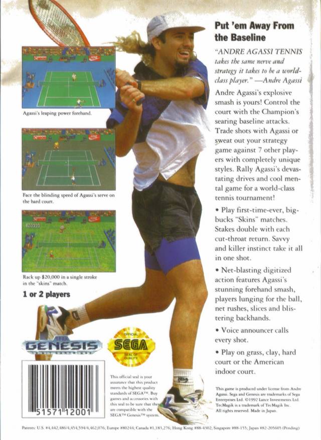 Andre Agassi Tennis - (SG) SEGA Genesis [Pre-Owned] Video Games TecMagik   